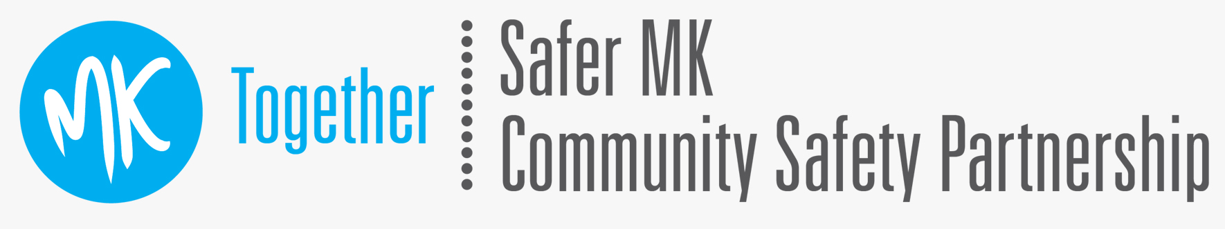 MK Together logo incorporating Safer MK Community Safety Partnership