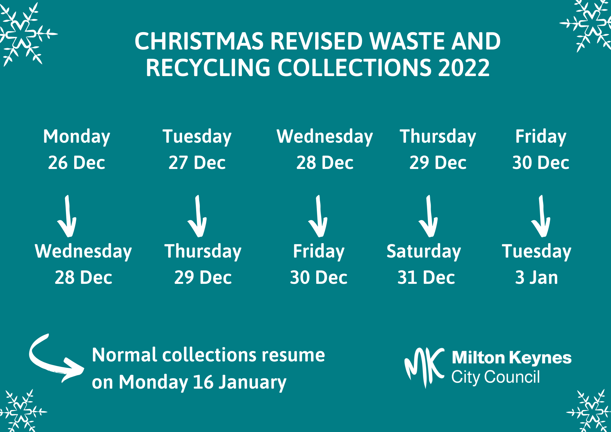 Milton Keynes Bin Collection Christmas 2024 Dates - Calla Halimeda