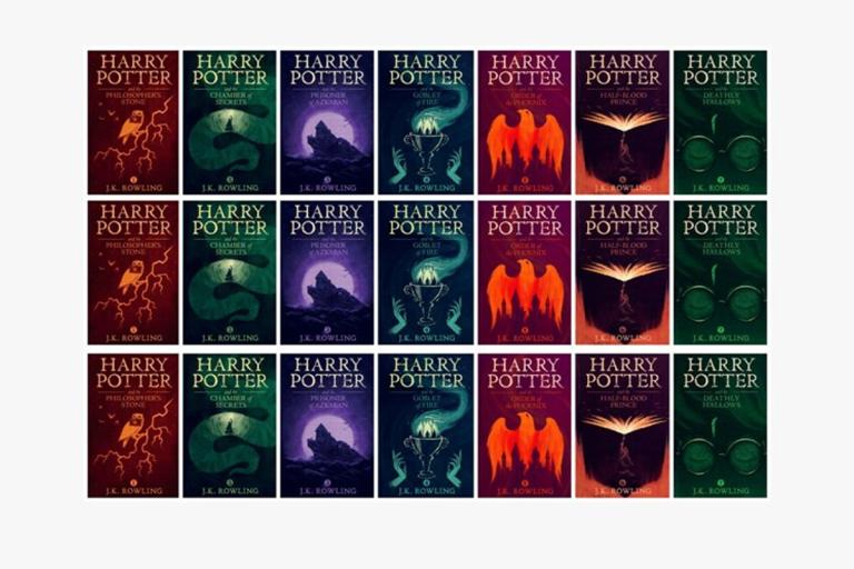 Book covers of Harry Potter series