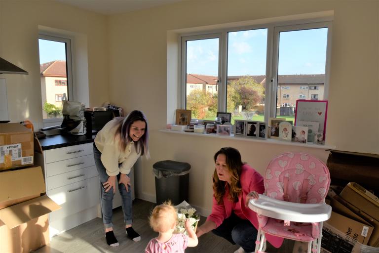 Cllr Darlington visiting a family in Colstsfoot