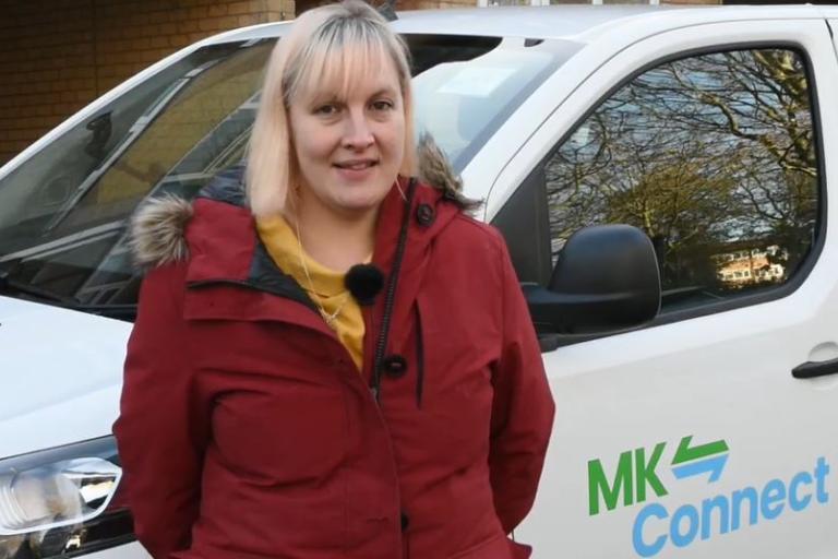Councillor Wilson-Marklew with MK Connect vehicle
