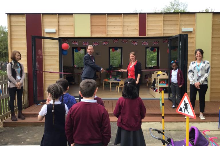 The ribbon cutting ceremony at Squirrels Children's Centre