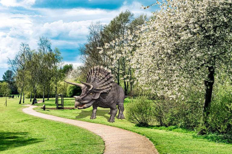 A virtual dinosaur in Campbell Park