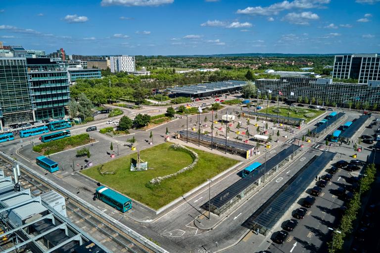 Drone image of Station Square May 2022