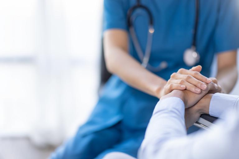 Patient receiving care at home.