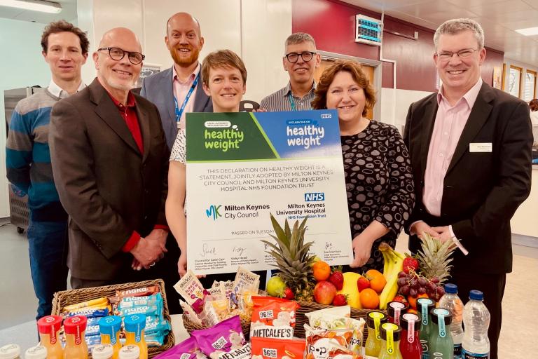 Council and hospital colleagues signing the Healthy Weight Declaration