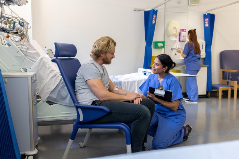 Patient receives care in hospital