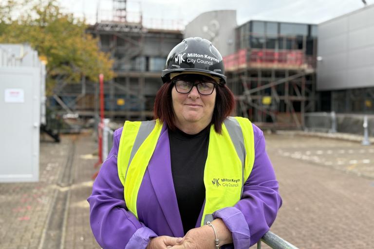 Cllr Donna Fuller at the site of Linford Wood Place