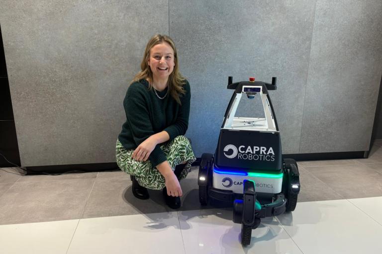 Cllr Townsend with robot