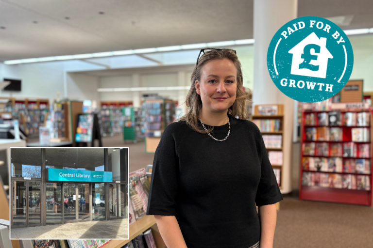 Cllr Lauren Townsend at Central Library in Milton Keynes