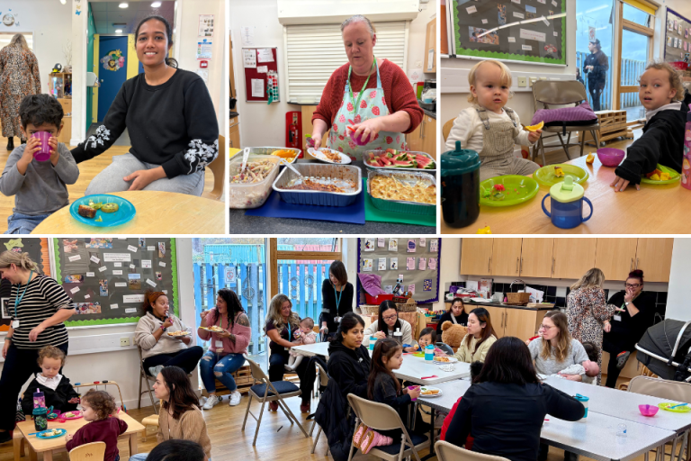 Families enjoying a lunch club at Hummingbird Family Centre