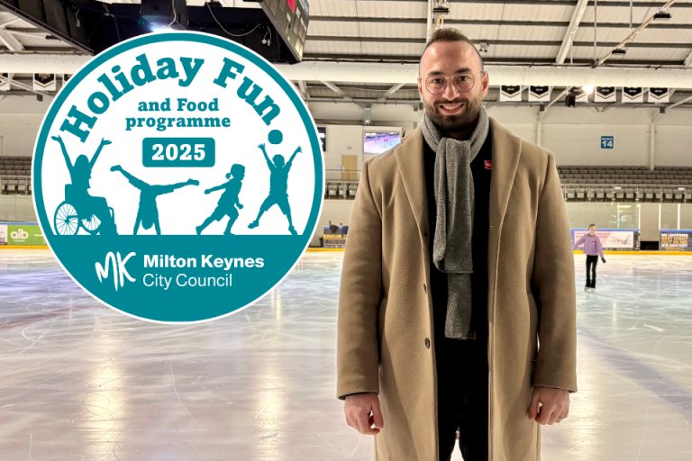 Cllr Joe Hearnshaw at Planet Ice, part of the City Council's Holiday Fun and Food programme