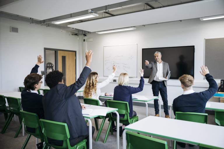 A classroom full of teenage students