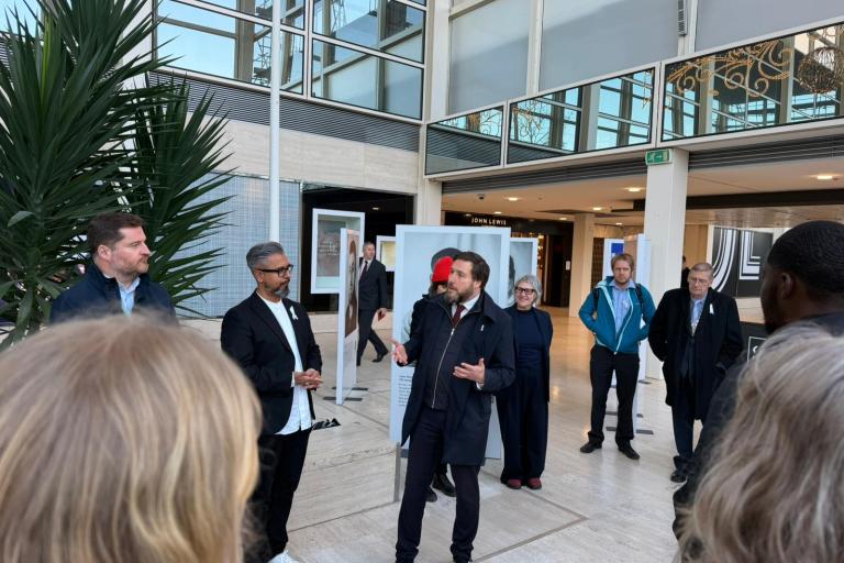 Council Leader Pete Marland at the opening of the We Speak Up exhibition