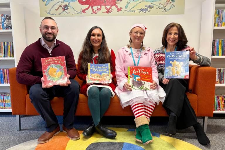 Cllr Joe Hearnshaw with the team at Stony Stratford Library
