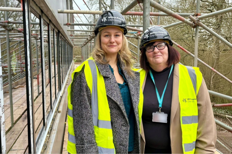 Cllr Lauren Townsend and Cllr Donna Fuller at Linford Wood Place