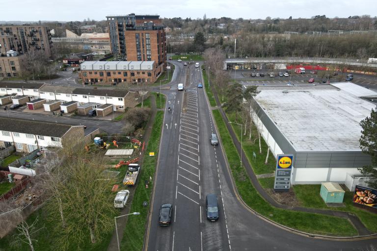 Aerial view of Princes Way roundabout