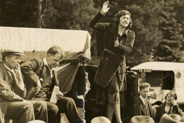 Jennie Lee campaigning in Scotland in 1930.
