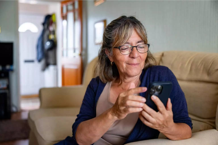 Older woman using phone