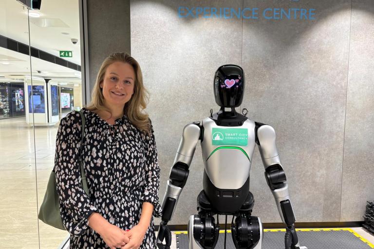 Cllr Townsend with robot