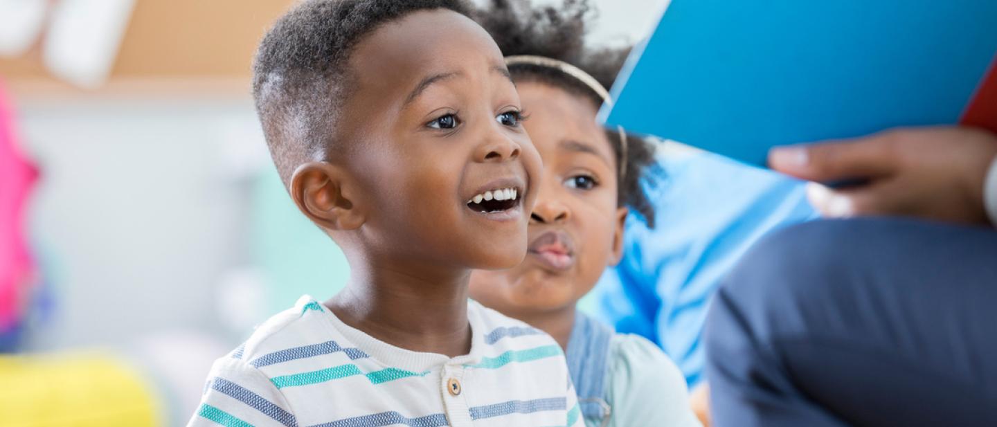 Young children enjoying a story time