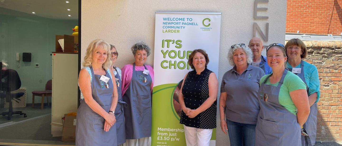 Cllr Jane Carr with volunteers outside The Mead Centre, Newport Pagnell