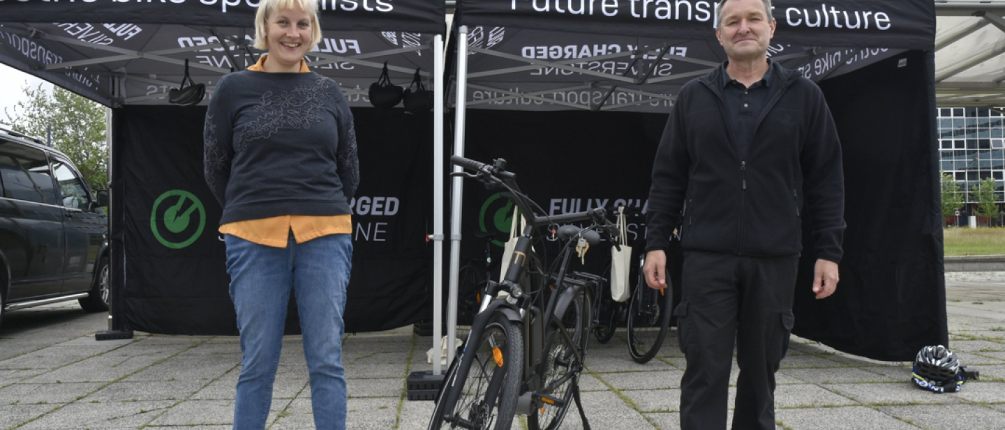 Cllr Jennifer Wilson-Marklew with cyclist
