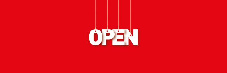 Hanging letters spelling OPEN