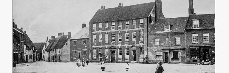 Historic drawing of Olney market square 