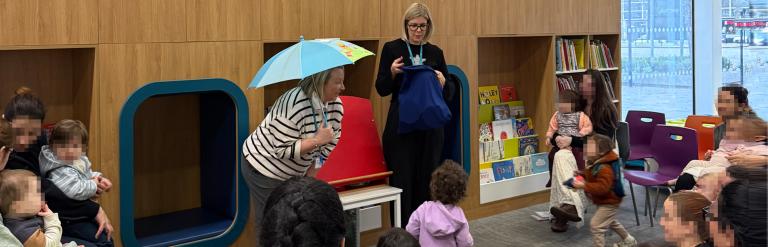 Story time session at Central Library with children and parents