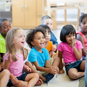 Young children enjoying a story time